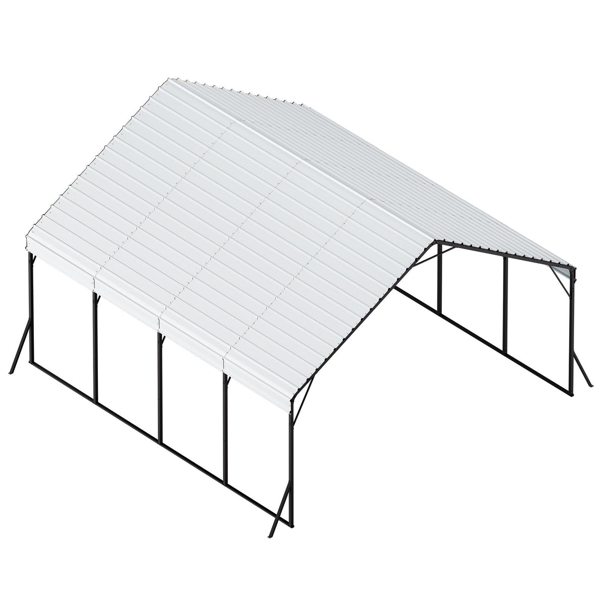 Heavy Duty Metal Carport, 20 x 20 ft Outdoor Carport with Sturdy Frame & Roof, Car Garage Shade with Removable Sidewalls, Multi-Use Car Shelter for Pickup, Boat, Trucks & Tractors
