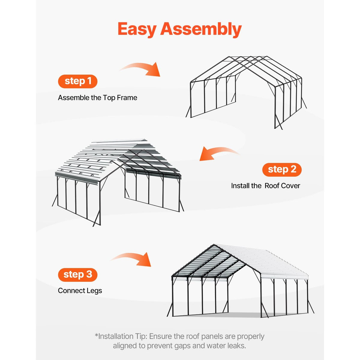 Heavy Duty Metal Carport, 20 x 20 ft Outdoor Carport with Sturdy Frame & Roof, Car Garage Shade with Removable Sidewalls, Multi-Use Car Shelter for Pickup, Boat, Trucks & Tractors
