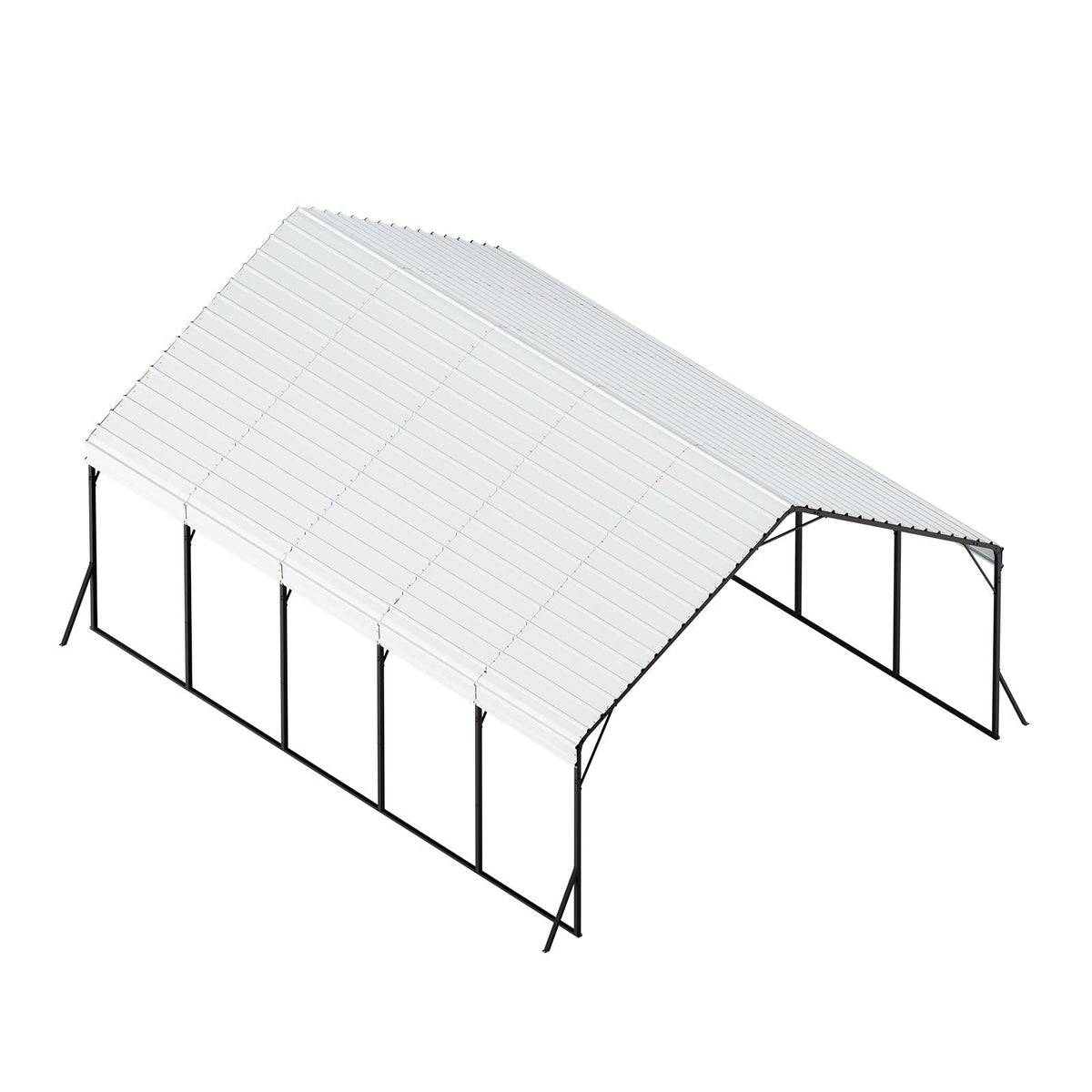 Heavy Duty Metal Carport, 20 x 24 ft Outdoor Carport with Sturdy Frame & Roof, Car Garage Shade with Removable Sidewalls, Multi-Use Car Shelter for Pickup, Boat, Trucks & Tractors