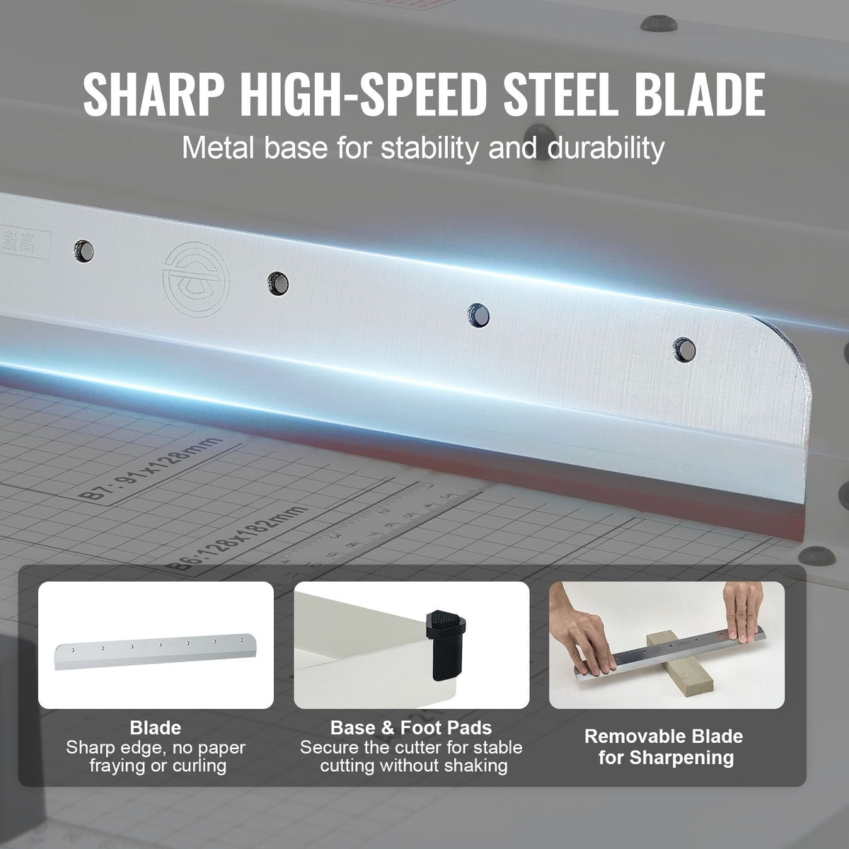 Heavy Duty Paper Cutter, 12" Industrial Commercial Guillotine Paper Cutter for A4 Paper, 400 Sheet Capacity, Solid Steel Construction, Stack Paper Trimmer for Office Home School Shop, White