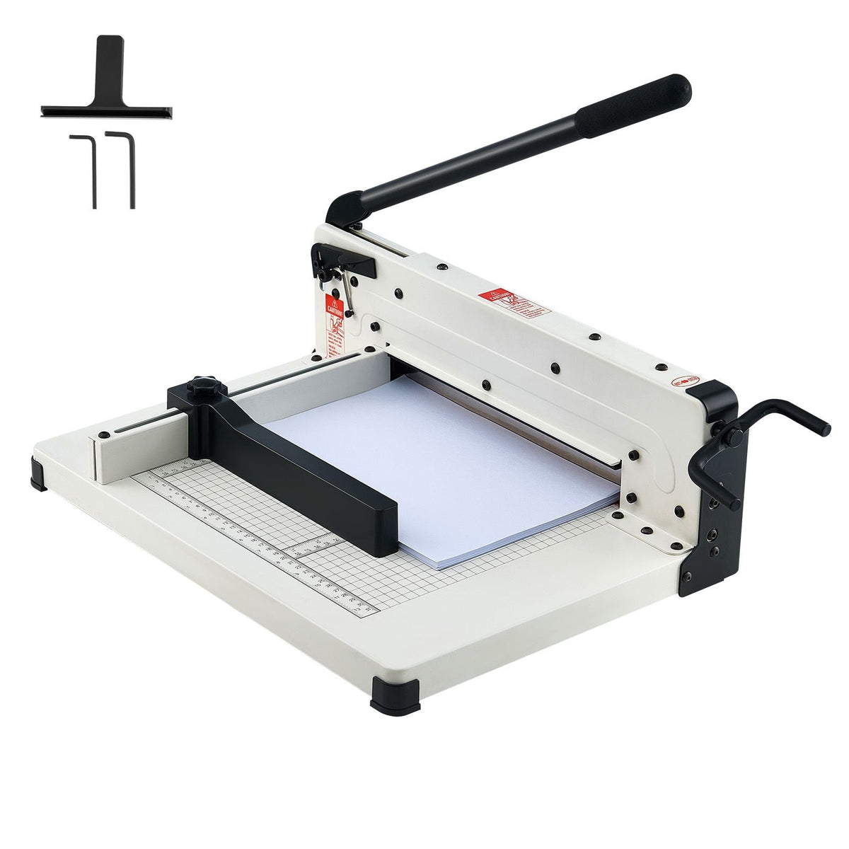 Heavy Duty Paper Cutter, 12" Industrial Commercial Guillotine Paper Cutter for A4 Paper, 400 Sheet Capacity, Solid Steel Construction, Stack Paper Trimmer for Office Home School Shop, White
