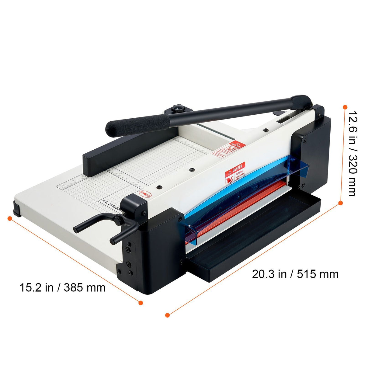 Heavy Duty Paper Cutter, 12" Industrial Commercial Guillotine Paper Cutter for A4 Paper, 400 Sheet Capacity, Solid Steel Construction, Stack Paper Trimmer for Office Home School Shop, White