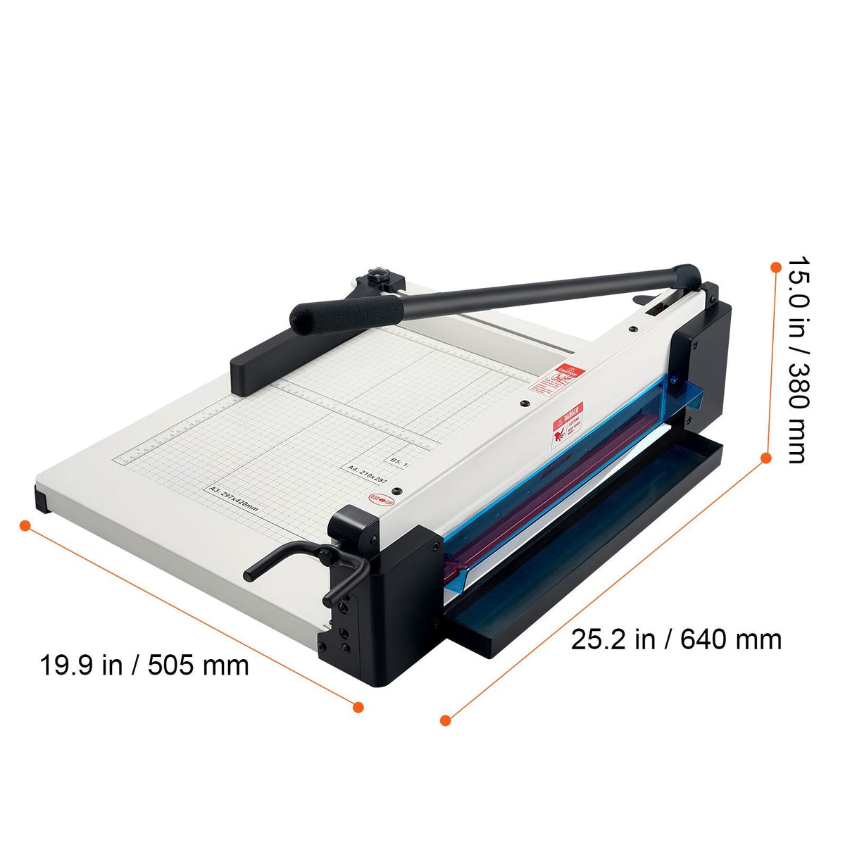 Heavy Duty Paper Cutter, 17" Industrial Commercial Guillotine Paper Cutter for A3 Paper, 400 Sheet Capacity, Solid Steel Construction, Stack Paper Trimmer for Office Home School Shop, White