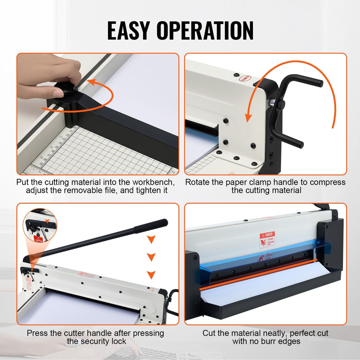 Heavy Duty Paper Cutter, 17" Industrial Commercial Guillotine Paper Cutter for A3 Paper, 400 Sheet Capacity, Solid Steel Construction, Stack Paper Trimmer for Office Home School Shop, White