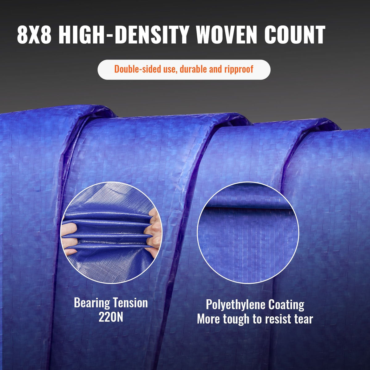 Heavy Duty Tarp Waterproof 12x16 ft, Plastic Poly Tarp Cover 5 Mil, Multi Purpose Outdoor Tarpaulin with High Durability Reinforced Grommets and Edges for Truck, RV, Boat, Camping (Blue)