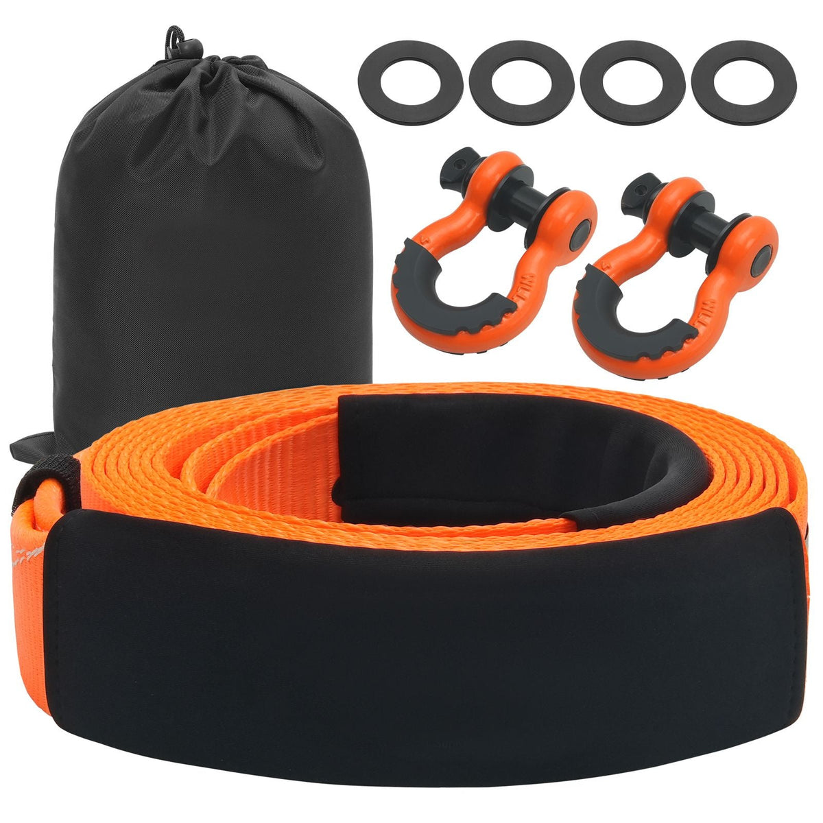 Heavy Duty Tow Strap Recovery Kit 3" x 20 ft (MBS-36,000 lbs) Tree Saver Winch Strap, Triple Reinforced Loop & Protective Sleeves & Storage Bag , 3/4" D-Ring Shackles, for Truck Jeep SUV ATV