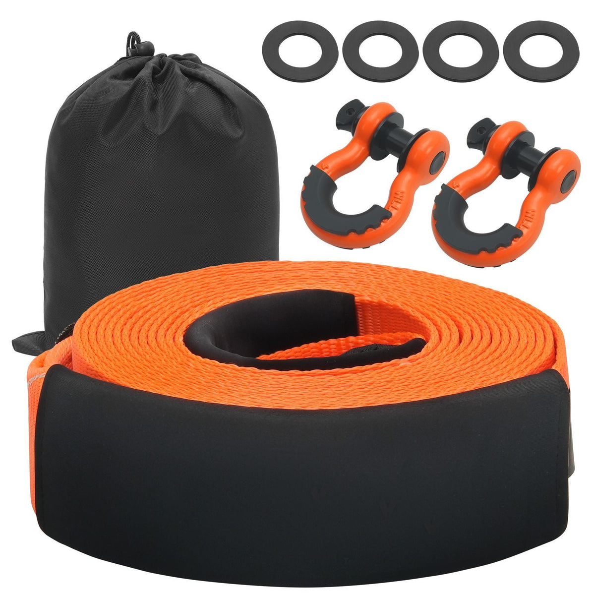 Heavy Duty Tow Strap Recovery Kit 3" x 30 ft (MBS-36,000 lbs) Tree Saver Winch Strap, Triple Reinforced Loop & Protective Sleeves & Storage Bag , 3/4" D-Ring Shackles, for Truck Jeep SUV ATV