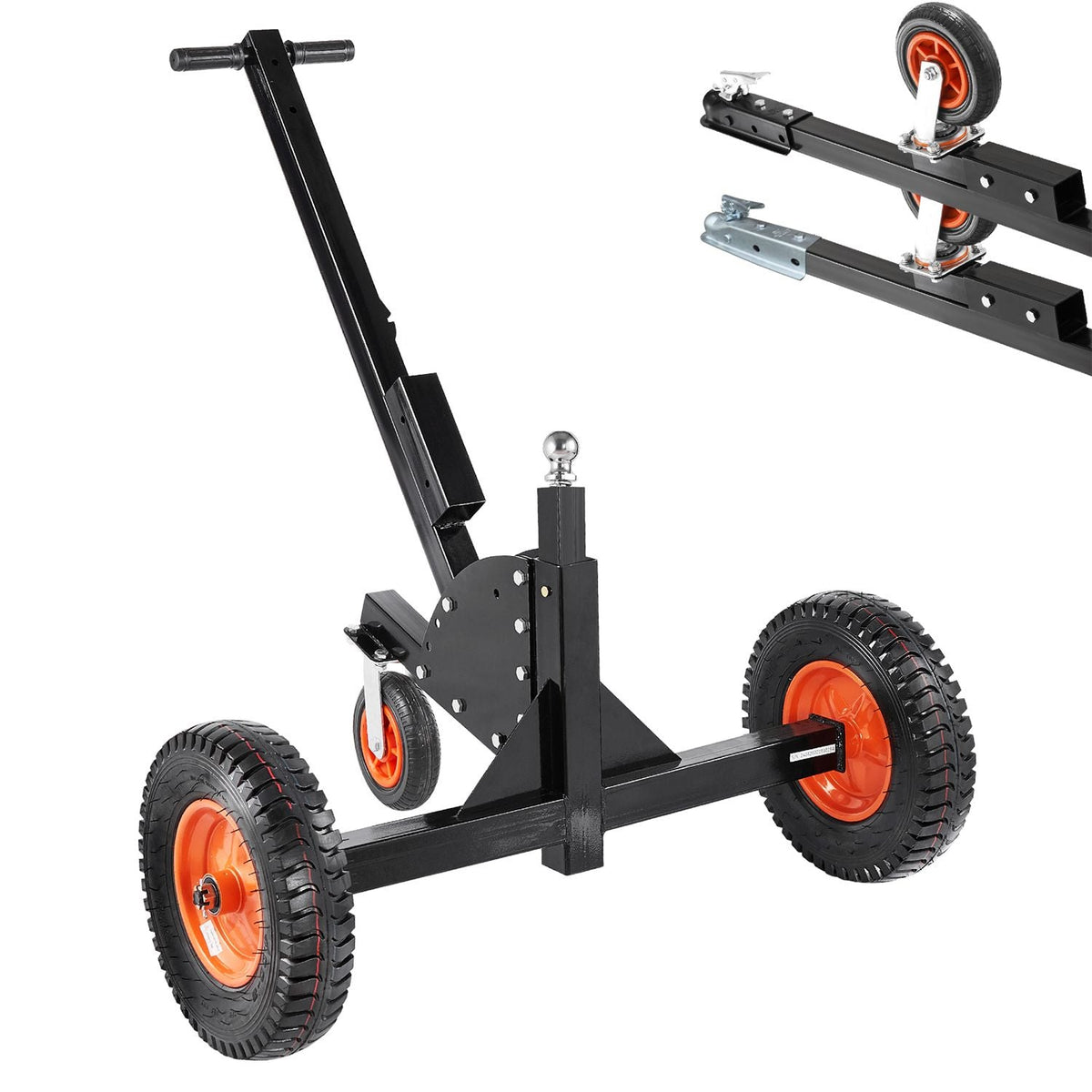 Heavy-Duty Trailer Dolly, 1500lbs Tongue Weight Capacity, 2 in 1 Trailer Mover with 2 in Ball, 16 in Pneumatic Tires and Universal Wheel, Portable Tow Dolly for Moving Car RV Trailer