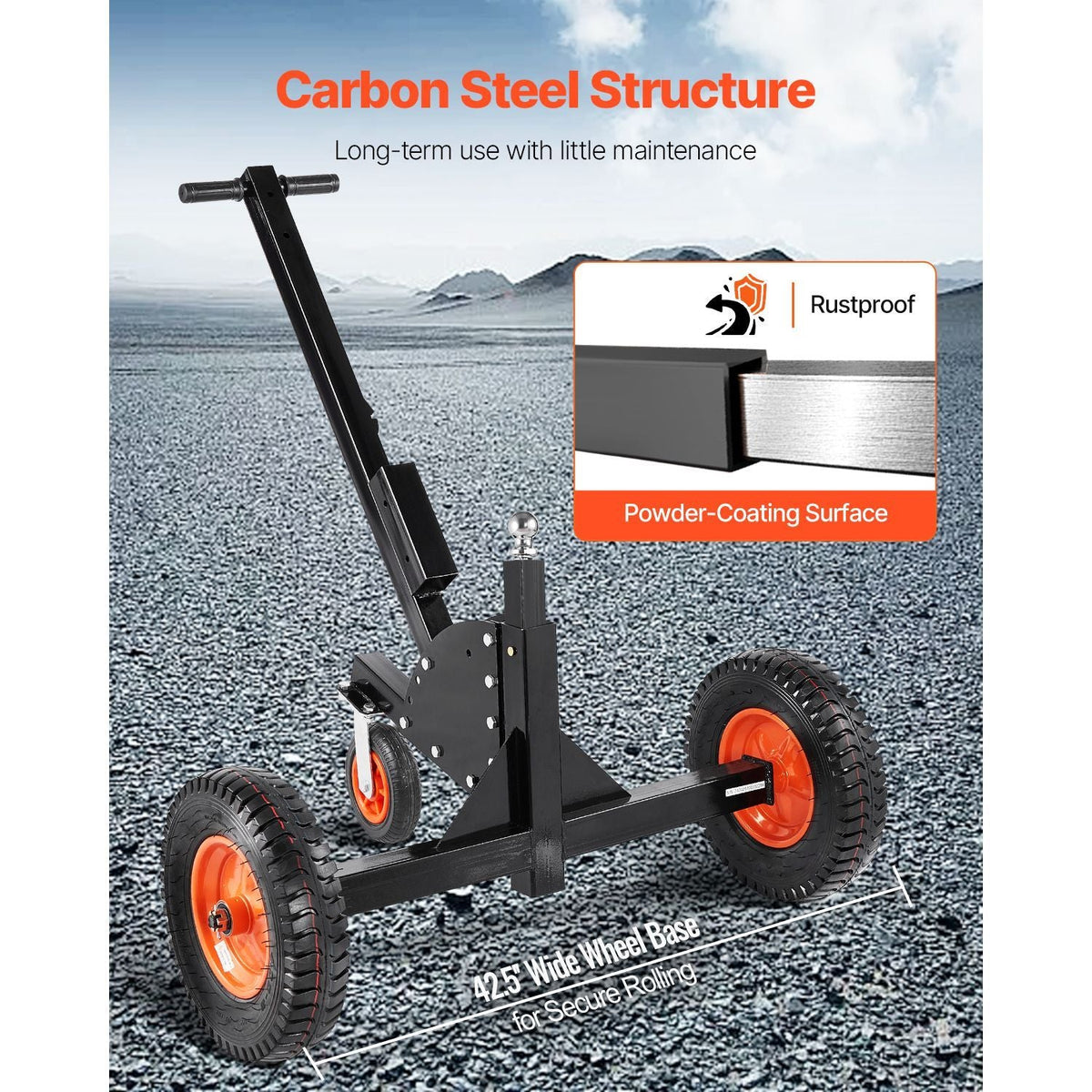 Heavy-Duty Trailer Dolly, 1500lbs Tongue Weight Capacity, 2 in 1 Trailer Mover with 2 in Ball, 16 in Pneumatic Tires and Universal Wheel, Portable Tow Dolly for Moving Car RV Trailer