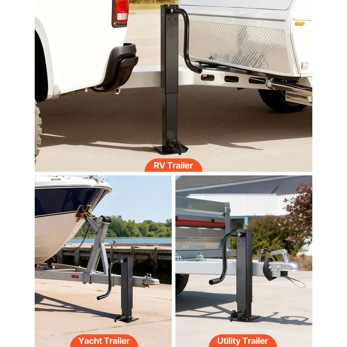 Heavy-Duty Trailer Jack, 12,000 lbs Load Capacity, Sidewind Square Direct Weld-on Trailer Jack with Handle Crank, Adjustable Drop Leg, 26-Inch Travel for Lifting RV, Utility, Yacht Trailers