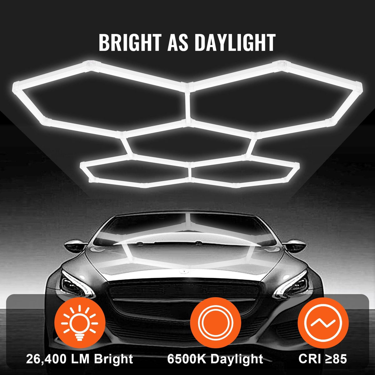Hexagon Garage Lights, 26400LM, 6500K 5 Grid Systems Honeycomb Hexagonal Garage LED Lights, DIY Cool White Car Detailing Garage Ceiling Lighting Bright Shop Light for Gym Basement Workshop