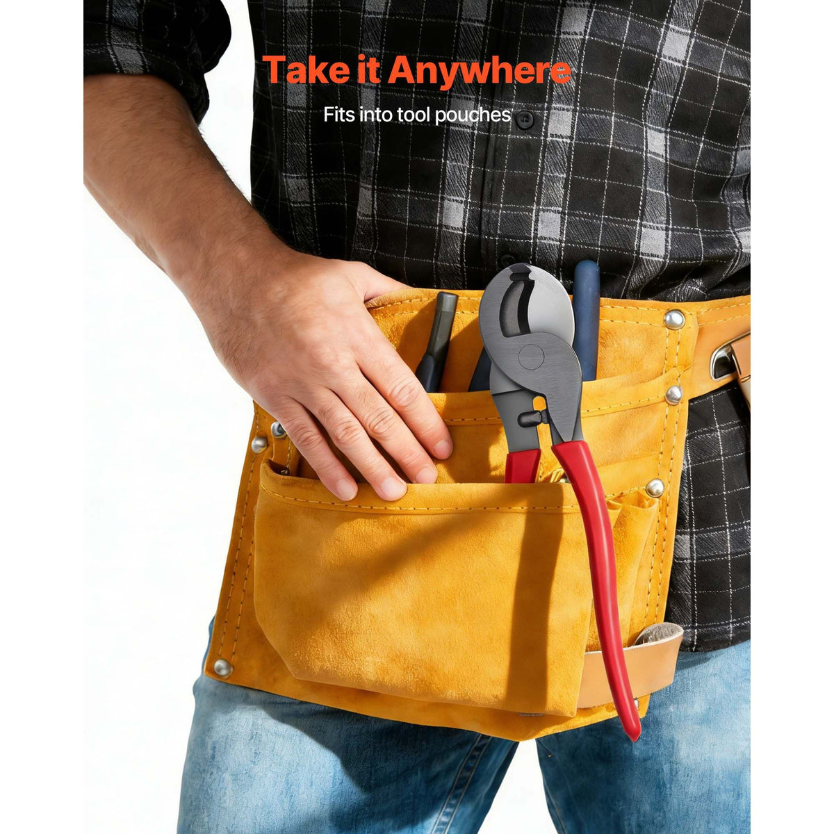 High Leverage Cable Cutter, 9-1/4 in Compact, Forged Blades and PVC-Coated Handles, Heavy Duty Cable Cutting Pliers Tool for 4/0 AWG Aluminum, 2/0 AWG Soft Copper and 100-Pair 24AWG Comm Cables