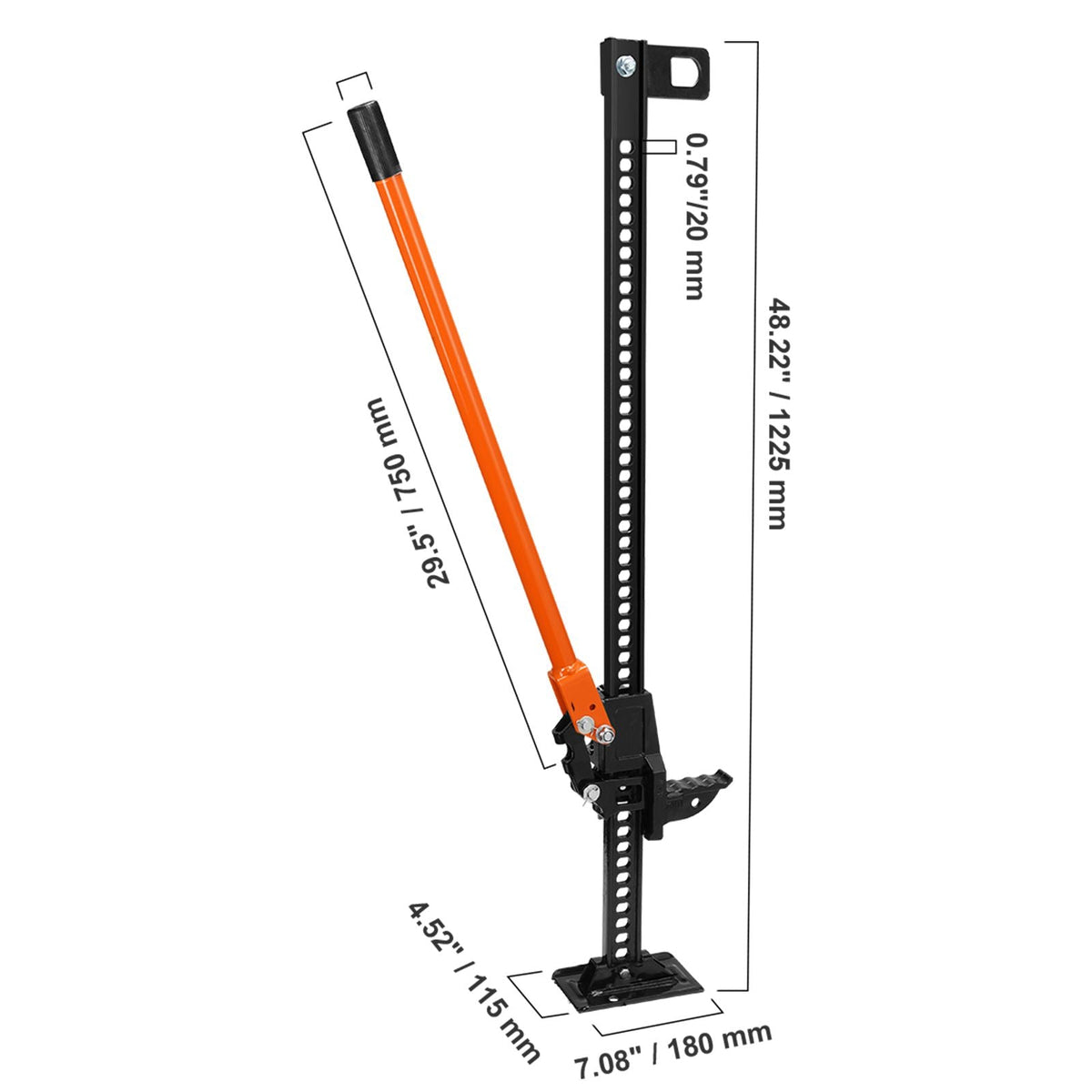 High Lift Farm Jack, 48" Utility Farm Jack, 7000 lbs Capacity Ratcheting Off Road Utility Jack, Heavy-Duty Farm Jack for Tractor, Truck, SUV, Bumper Lift, Orange