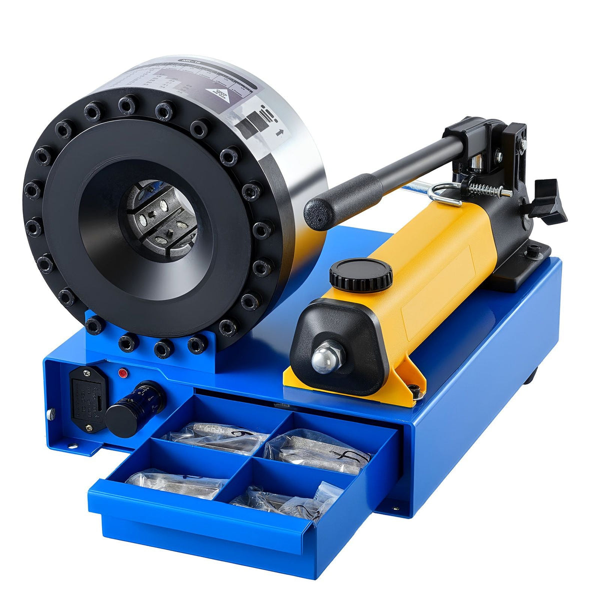High Pressure Hydraulic Hose Crimper, Manual Hose Crimping Tool with 8 Dies & 0.24"-1.1" Crimping Range, Suitable for Low & High-Pressure Oil Pipes, Gas/Water/Auto AC Hoses & Cable Joints