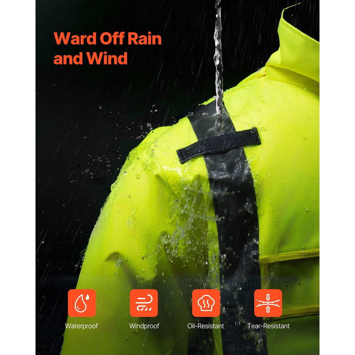 High Visibility Reflective Safety Jacket, Waterproof Winter Hoodie, Work Construction Coat with Pockets for Men & Women, Rain Gear Meet ANSI & Class 3, Hi Vis Yellow Coat with Black Bottom, L