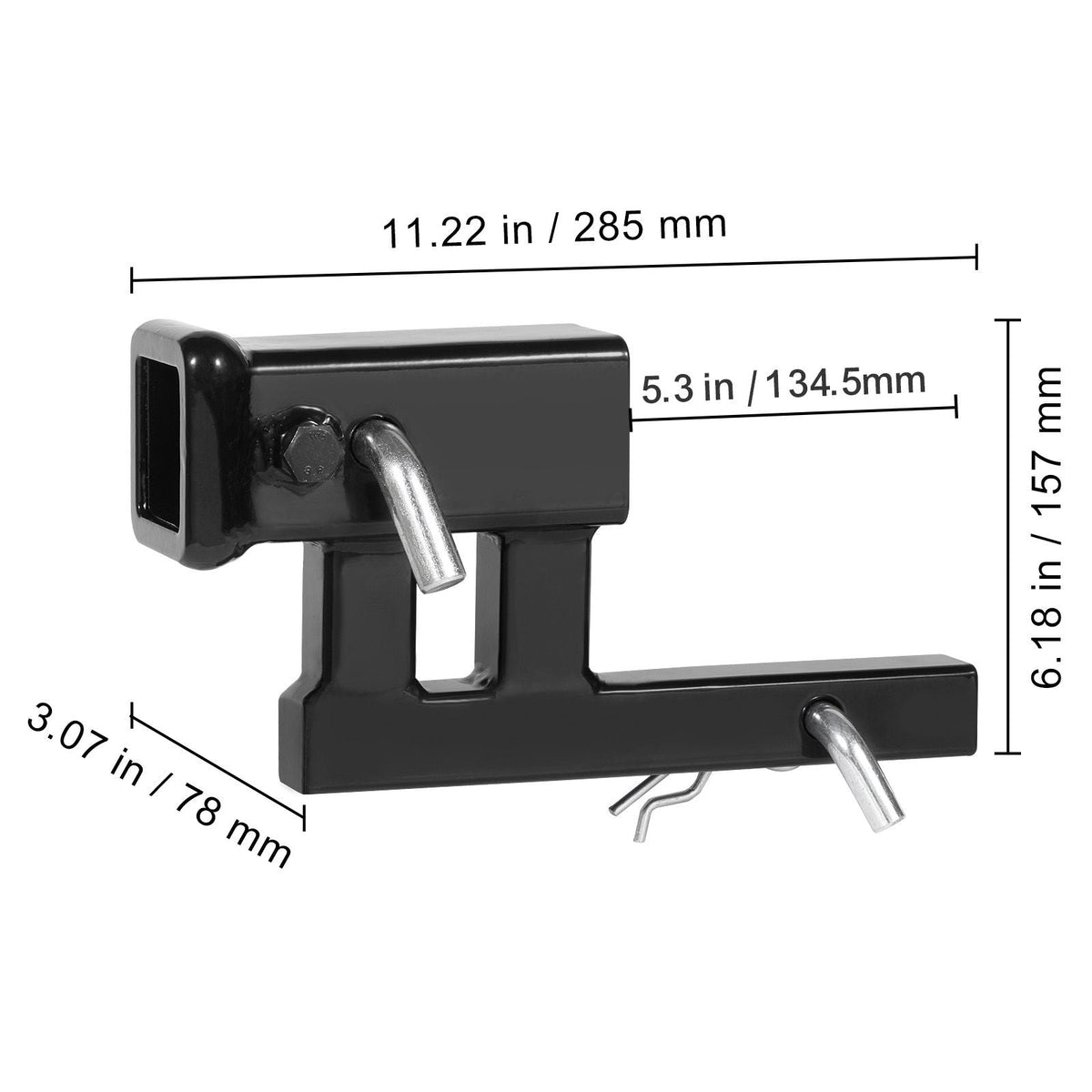 Hitch Adapter, 1-1/4" to 2" Receiver Hitch Extender Extension, Trailer Hitch Riser with 4" Rise/Drop, 6-1/2" Extension Length, 4000 lbs Towing Capacity, Hitch Pins, Bolt and Nut Included, Black