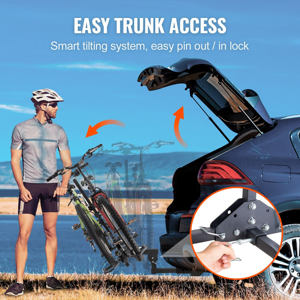 Hitch Mount Bike Rack, 2-Bike Platform Style, 160 LBS Max Capacity Bike Rack Hitch for 2-inch Receiver, Titling and Folding Bike Carrier with Tires up to 5" Wide, for Car, SUV, Truck, RV