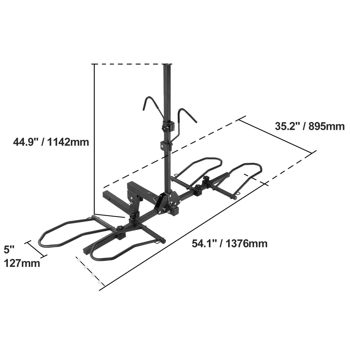 Hitch Mount Bike Rack, 2-Bike Platform Style, 160 LBS Max Capacity Bike Rack Hitch for 2-inch Receiver, Titling and Folding Bike Carrier with Tires up to 5" Wide, for Car, SUV, Truck, RV