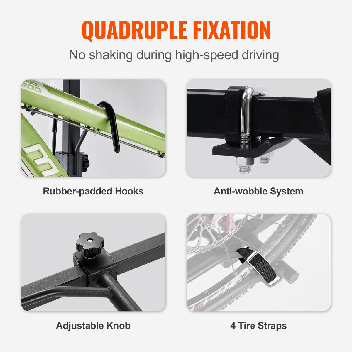 Hitch Mount Bike Rack, 2-Bike Platform Style, 80 LBS Max Capacity Bike Rack Hitch for 1.25-/2-inch Receiver, Titling and Folding Bike Carrier with Tires up to 2.4" Wide, for Car, SUV, Truck, RV