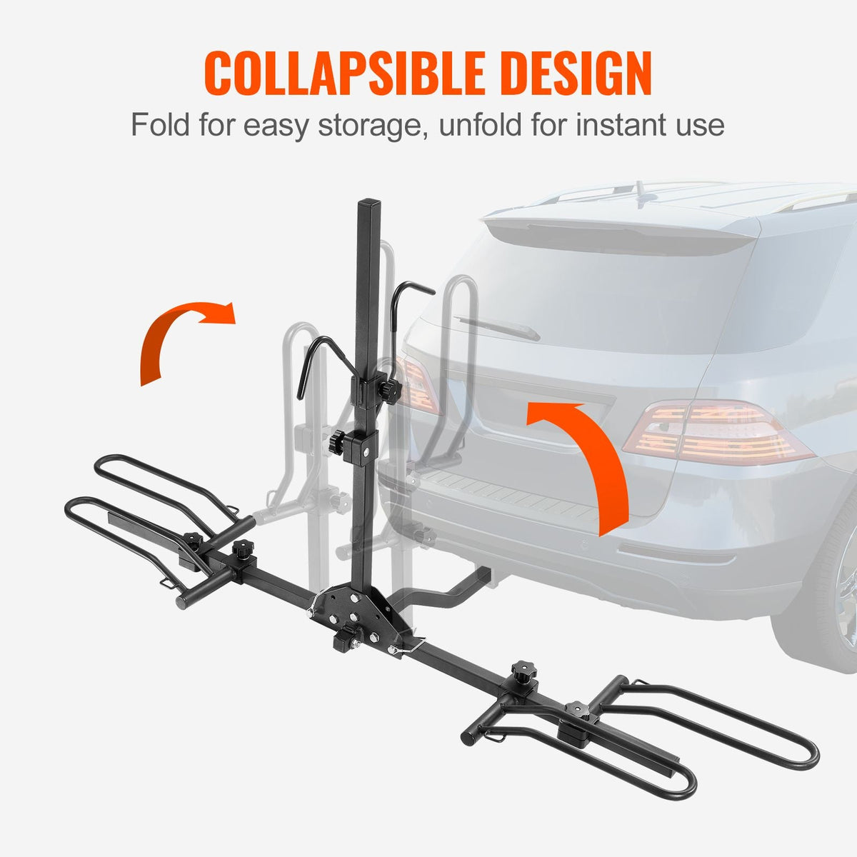 Hitch Mount Bike Rack, 2-Bike Platform Style, 80 LBS Max Capacity Bike Rack Hitch for 1.25-/2-inch Receiver, Titling and Folding Bike Carrier with Tires up to 2.4" Wide, for Car, SUV, Truck, RV