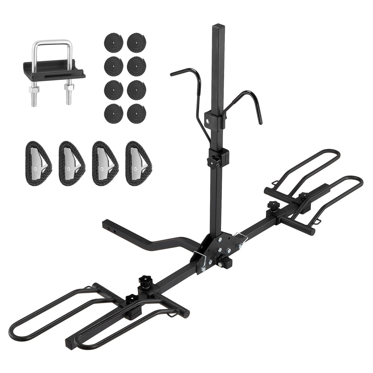 Hitch Mount Bike Rack, 2-Bike Platform Style, 80 LBS Max Capacity Bike Rack Hitch for 1.25-/2-inch Receiver, Titling and Folding Bike Carrier with Tires up to 2.4" Wide, for Car, SUV, Truck, RV
