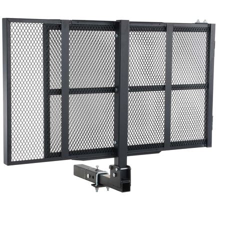 Hitch Mount Cargo Carrier, 45.3" x 25.6" Iron Hitch Cargo Rack with Folding Ramp, Hitch Rack Basket with Stabilizer and Straps, 500LBS Mobility Scooter Carrier Fit 2" Hitch Receiver
