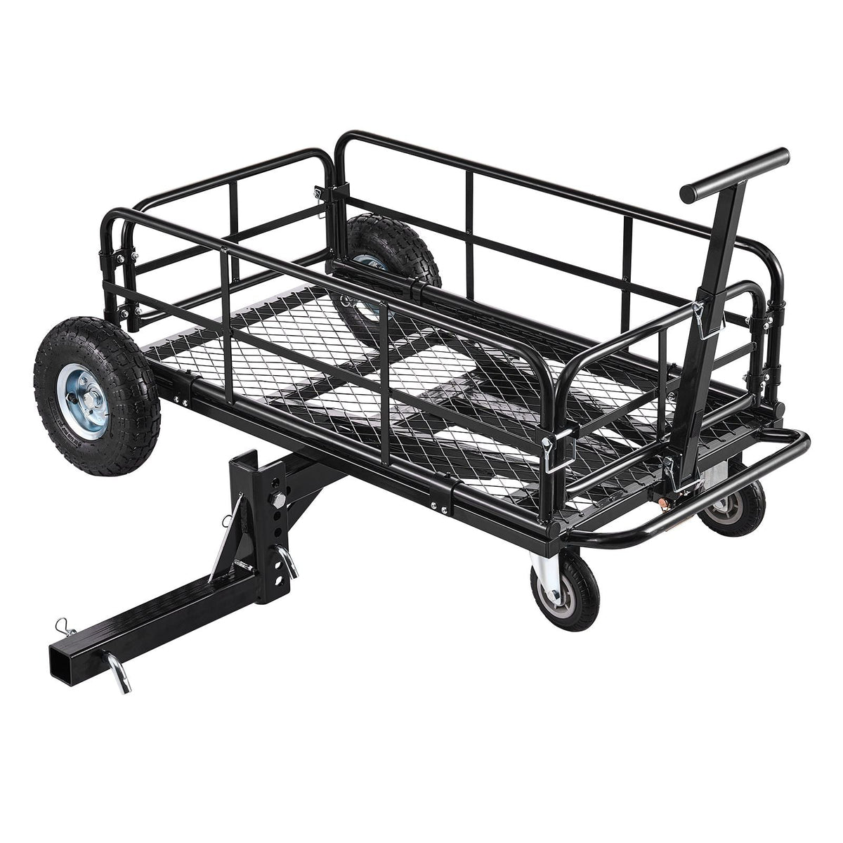 Hitch Mount Cargo Carrier on Wheels, 36.2" x 21.3" x 11.8", 2-in-1 Folding Rear Luggage Rack Basket & Cargo Cart with Hitch Stabilizer, Fits 2" Receiver for SUV Pickups, 400LBS Load Capacity