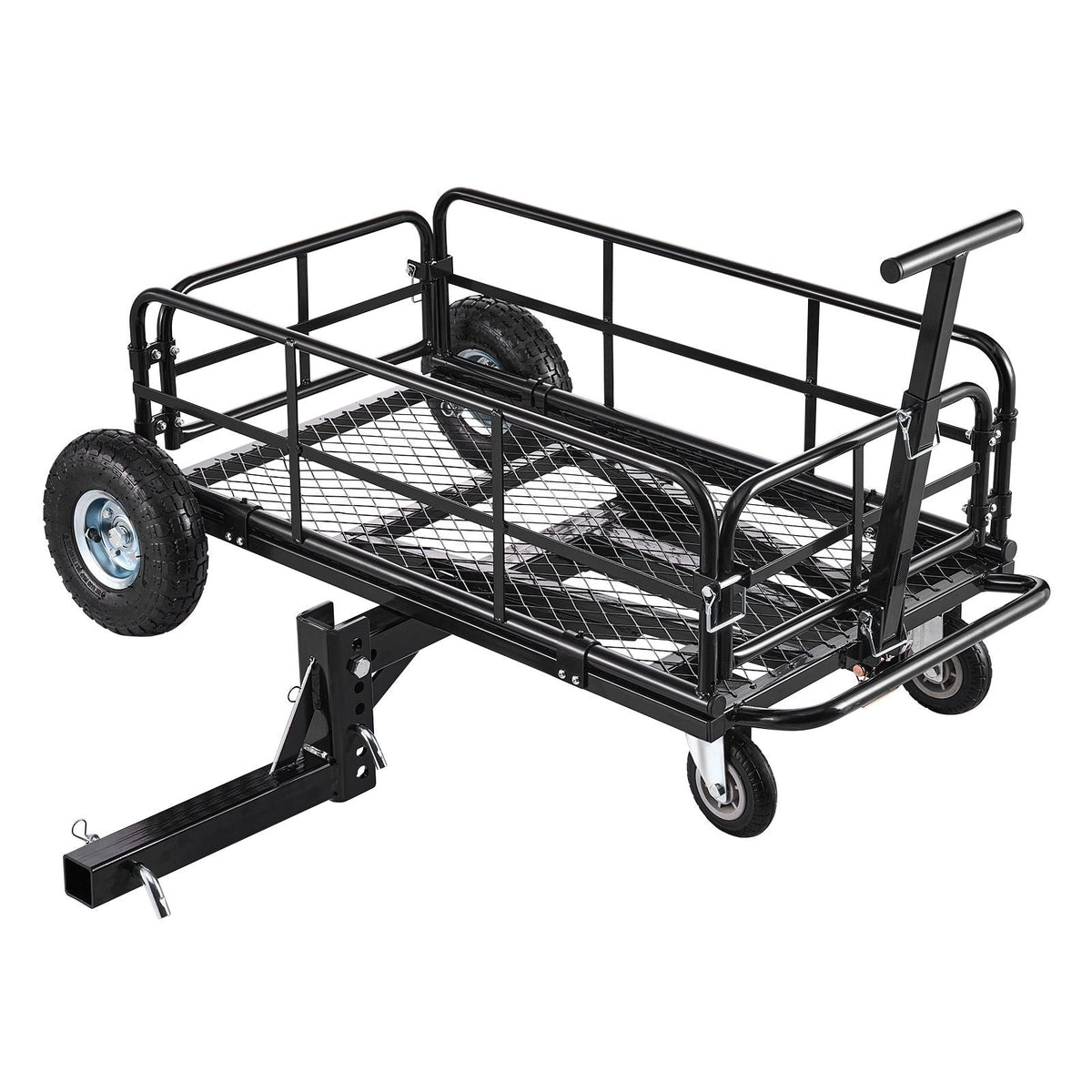 Hitch Mount Cargo Carrier on Wheels, 36.2" x 21.3" x 11.8", 2-in-1 Folding Rear Luggage Rack Basket & Cargo Cart with Hitch Stabilizer, Fits 2" Receiver for SUV Pickups, 400LBS Load Capacity