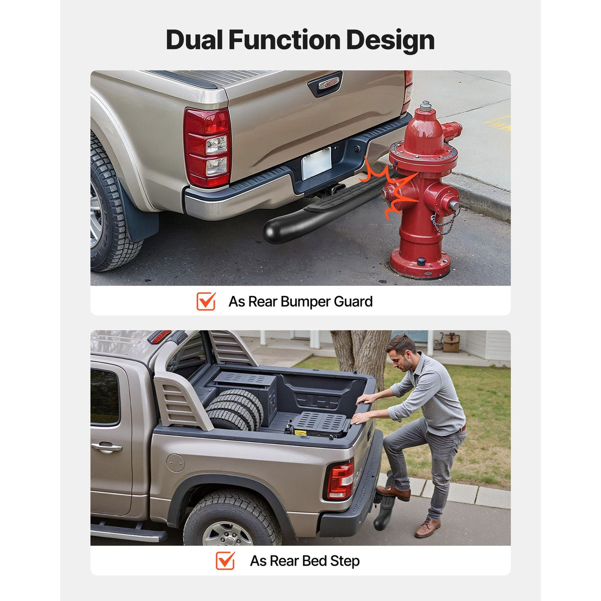 Hitch Step for 2 Inch Receiver, Universal Rear Bumper Guard Protector with 350 LBS Load Capacity, Non-Slip Tow Hitch Step with Pin Kit and Stabilizer, Fit for Truck, SUV, Pickup, Trailer
