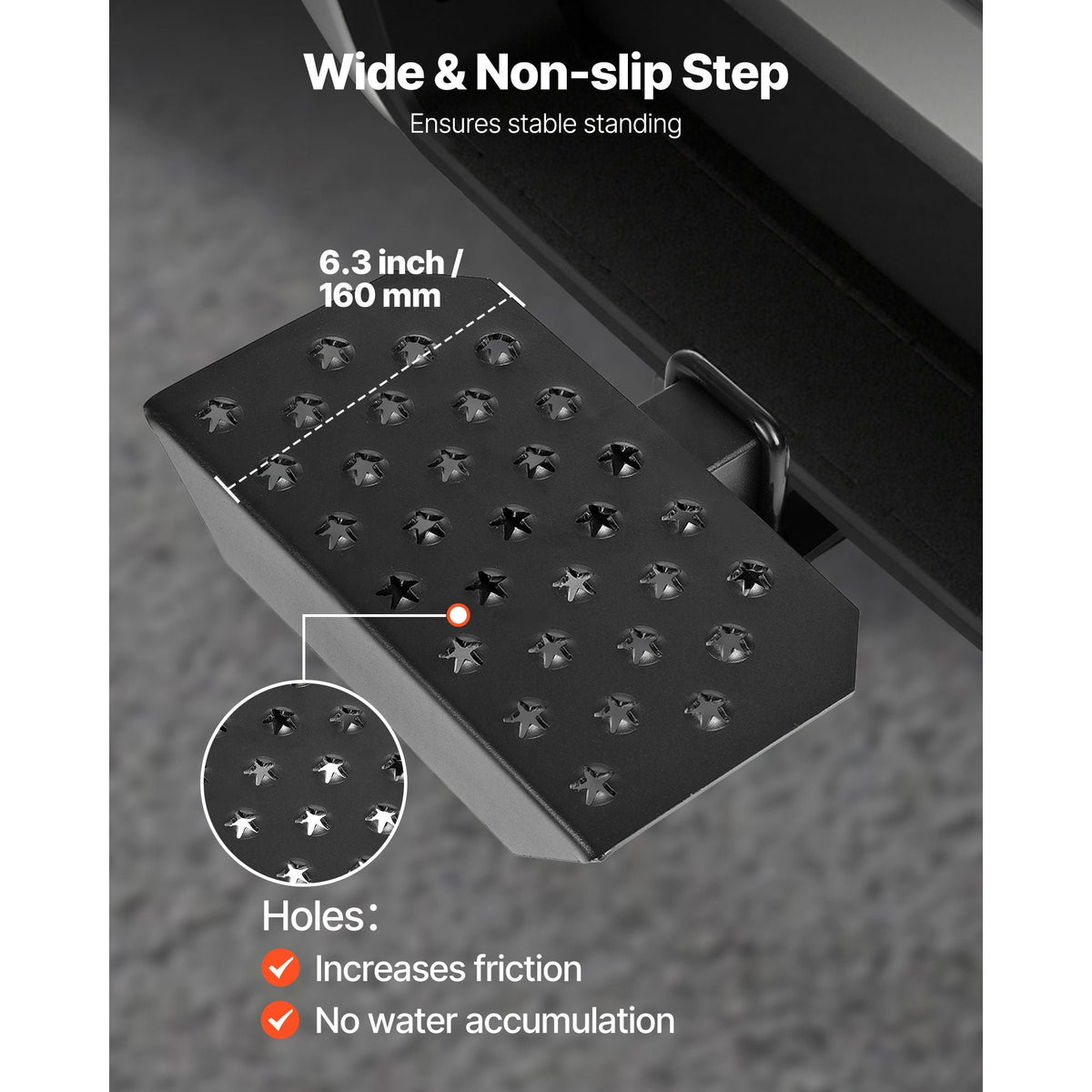 Hitch Step for 2 Inch Receiver, Universal Rear Bumper Guard Protector with 350 LBS Load Capacity, Wide & Non-Slip Tow Hitch Step with Pin Kit and Stabilizer, Fit for Truck, SUV, Pickup, Trailer
