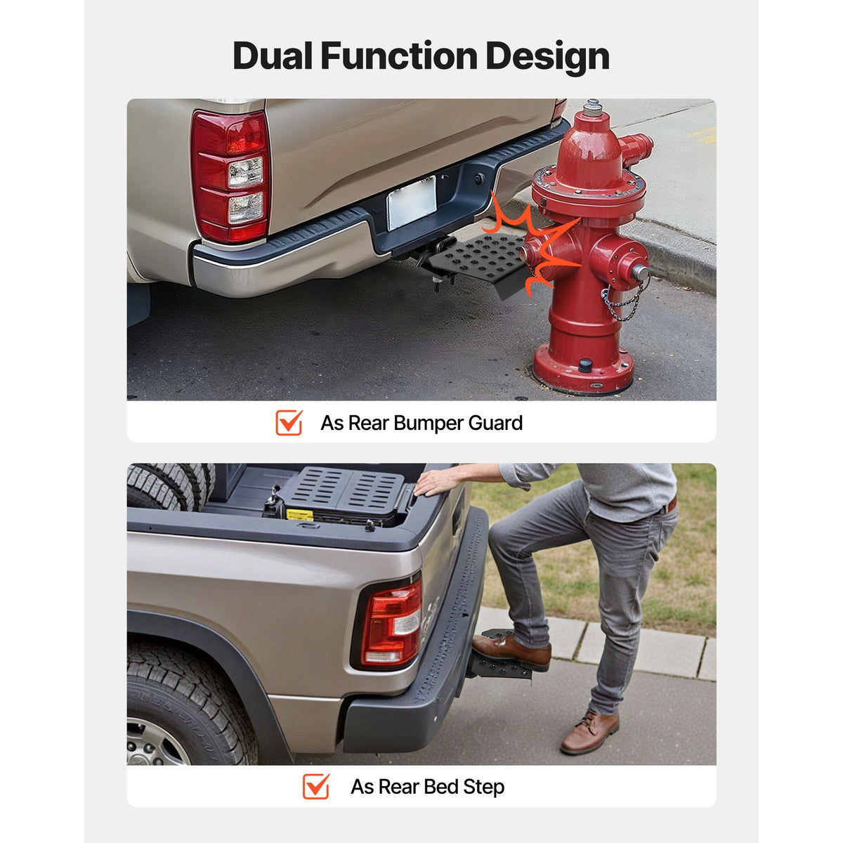 Hitch Step for 2 Inch Receiver, Universal Rear Bumper Guard Protector with 350 LBS Load Capacity, Wide & Non-Slip Tow Hitch Step with Pin Kit and Stabilizer, Fit for Truck, SUV, Pickup, Trailer