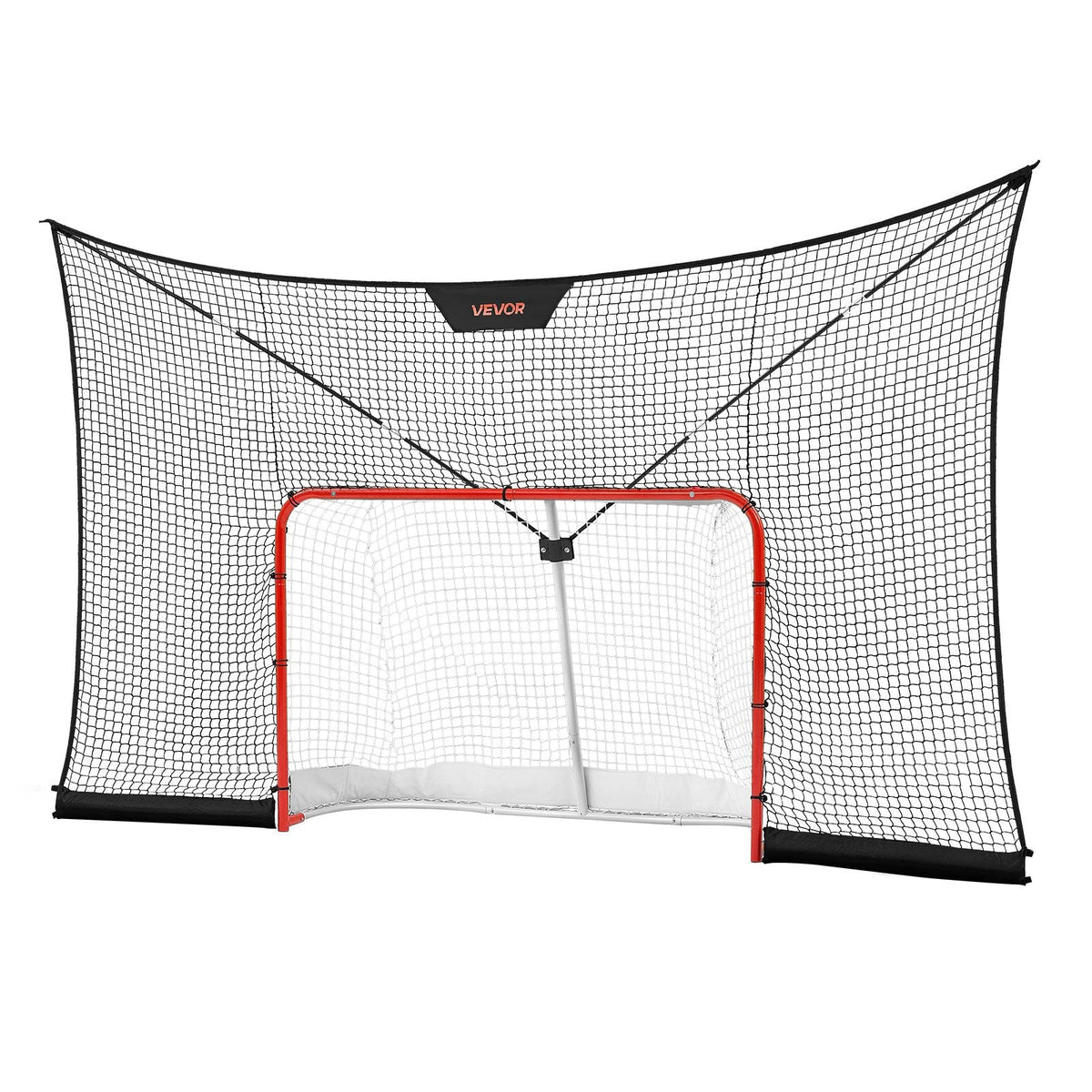 Hockey Goal Goal and Backstop Net Set, 12x7 ft Durable Hockey Net with Extended Coverage, Lightweight Portable Complete Training Accessory Set, Easy Assembly, for Youth and Adults