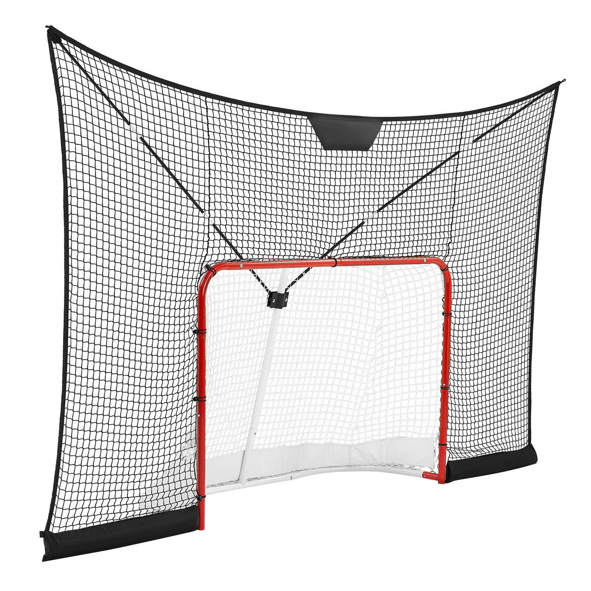 Hockey Goal Goal and Backstop Net Set, 12x7 ft Durable Hockey Net with Extended Coverage, Lightweight Portable Complete Training Accessory Set, Easy Assembly, for Youth and Adults