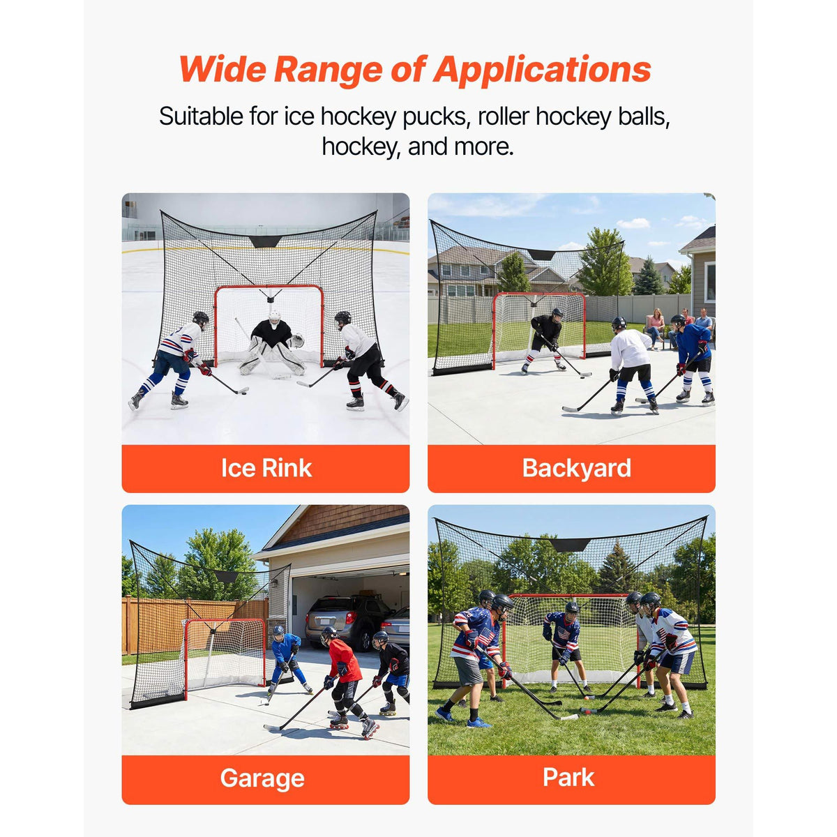 Hockey Goal Goal and Backstop Net Set, 12x7 ft Durable Hockey Net with Extended Coverage, Lightweight Portable Complete Training Accessory Set, Easy Assembly, for Youth and Adults