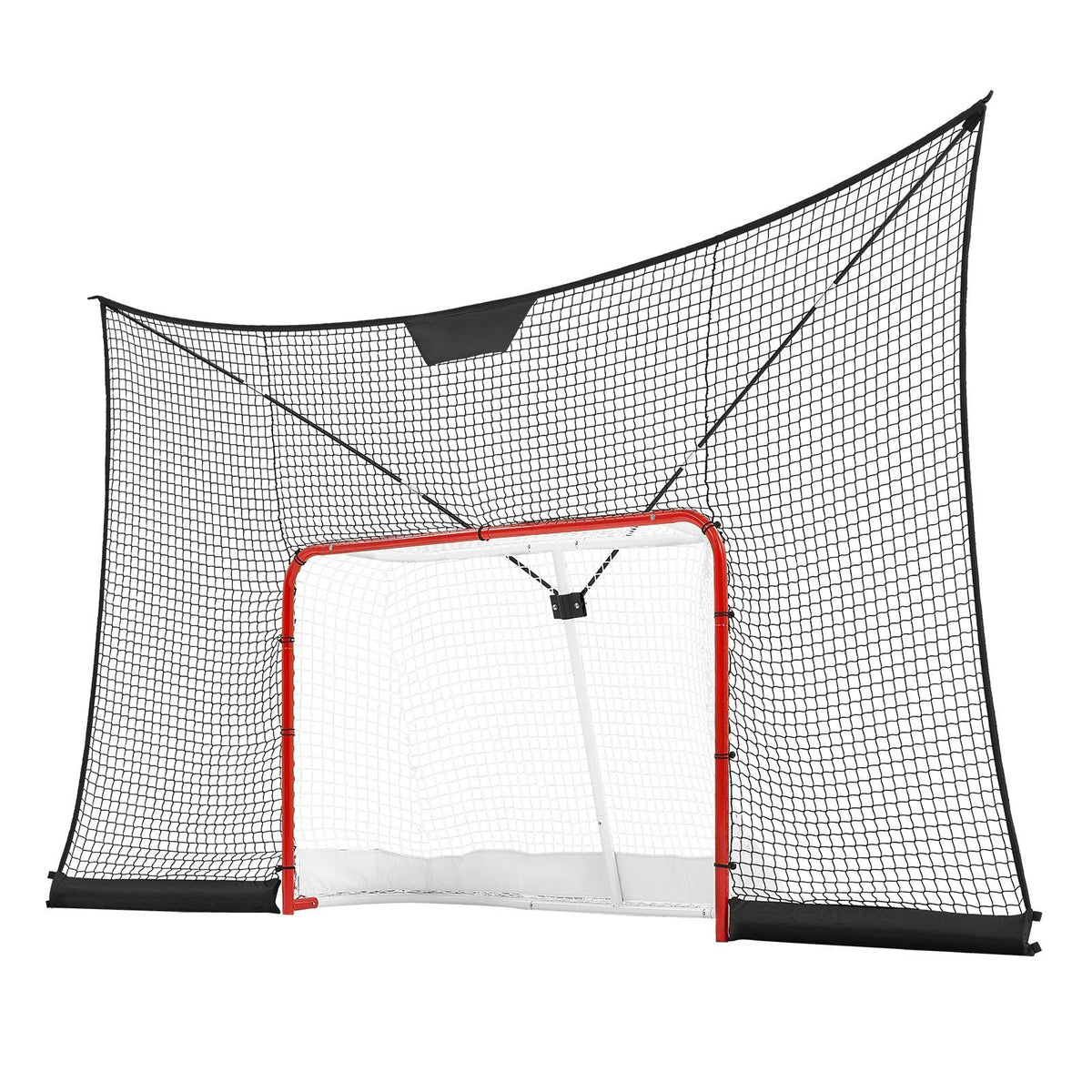 Hockey Goal Goal and Backstop Net Set, 12x7 ft Durable Hockey Net with Extended Coverage, Lightweight Portable Complete Training Accessory Set, Easy Assembly, for Youth and Adults