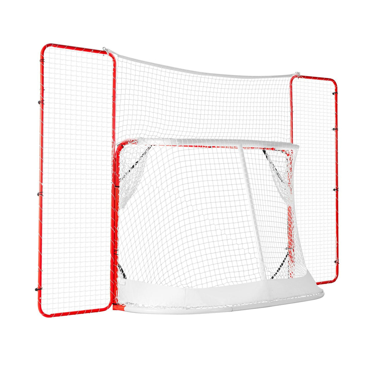 Hockey Goal with Backstop and Targets, Street Steel Hockey Net, 72" Pro Hockey Training Goal Set, Portable Indoor Outdoor Hockey Goal with Net, Easy Assemble, White/Red