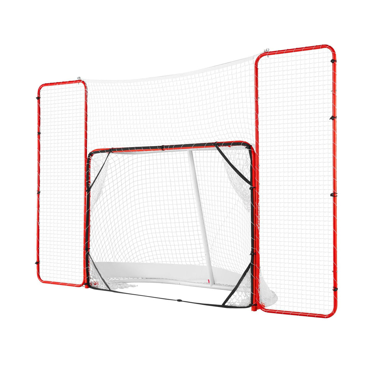Hockey Goal with Backstop and Targets, Street Steel Hockey Net, 72" Pro Hockey Training Goal Set, Portable Indoor Outdoor Hockey Goal with Net, Easy Assemble, White/Red