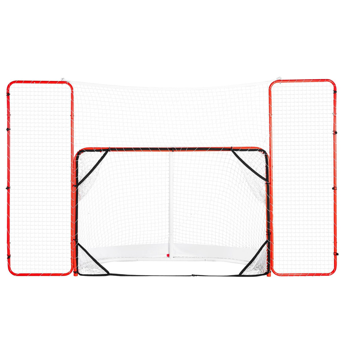 Hockey Goal with Backstop and Targets, Street Steel Hockey Net, 72" Pro Hockey Training Goal Set, Portable Indoor Outdoor Hockey Goal with Net, Easy Assemble, White/Red