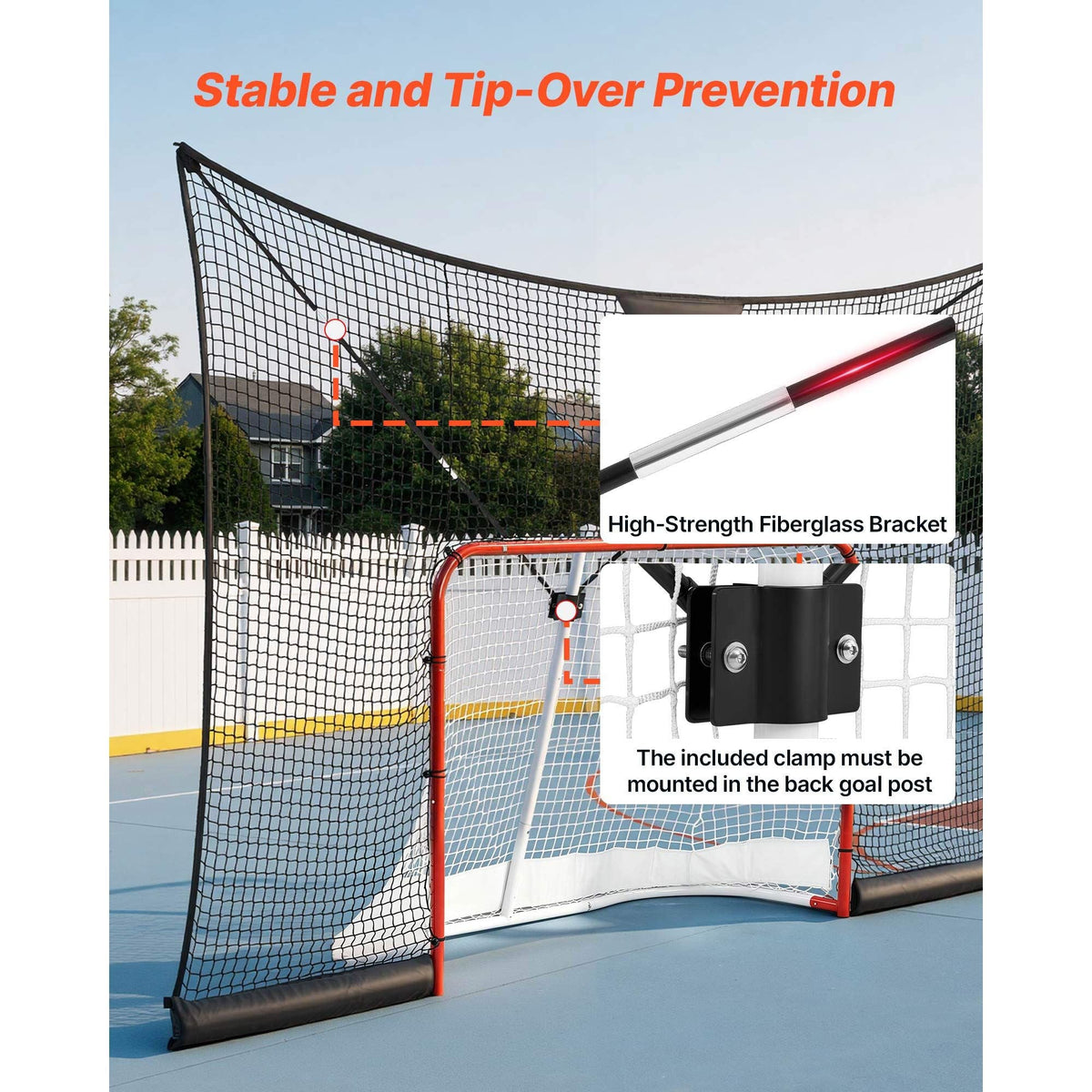Hockey Net Backstop, 12x7 ft Durable Hockey Goal Backstop Net with Extended Coverage, Lightweight and Portable Backyard Training Equipment, Easy Assembly, for Youth Adult (NET ONLY)