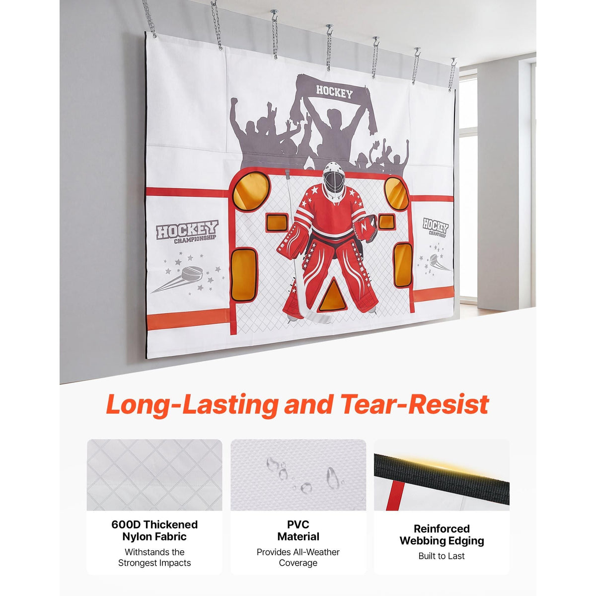 Hockey Shooting Tarp, Shooter Tutor Ice Hockey Goal Practice Target, Tear-proof Premium Net with 7 Holes, Easy Set Up Hockey Net Replacement, Training Equipment for Practicing Shooting Accuracy