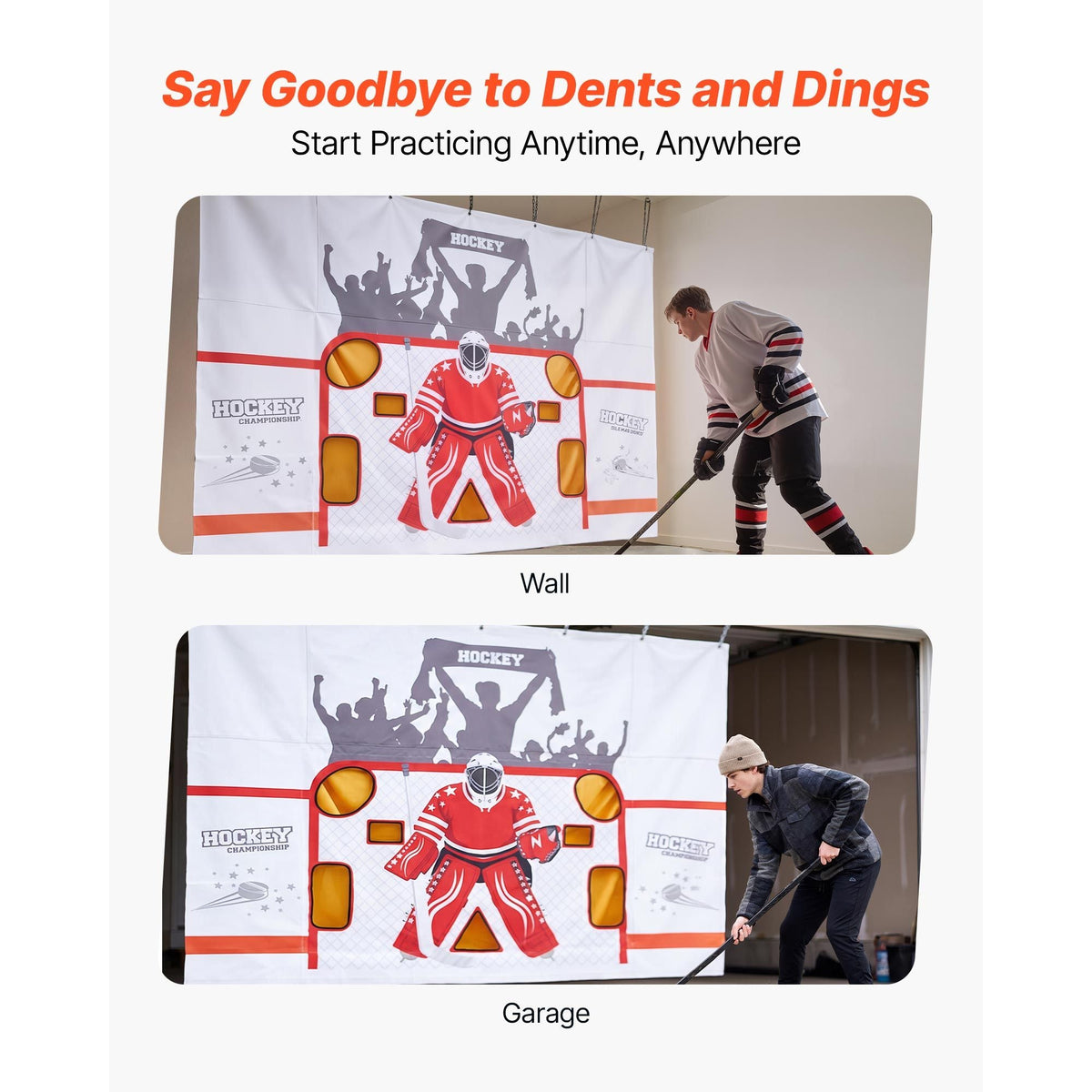 Hockey Shooting Tarp, Shooter Tutor Ice Hockey Goal Practice Target, Tear-proof Premium Net with 7 Holes, Easy Set Up Hockey Net Replacement, Training Equipment for Practicing Shooting Accuracy