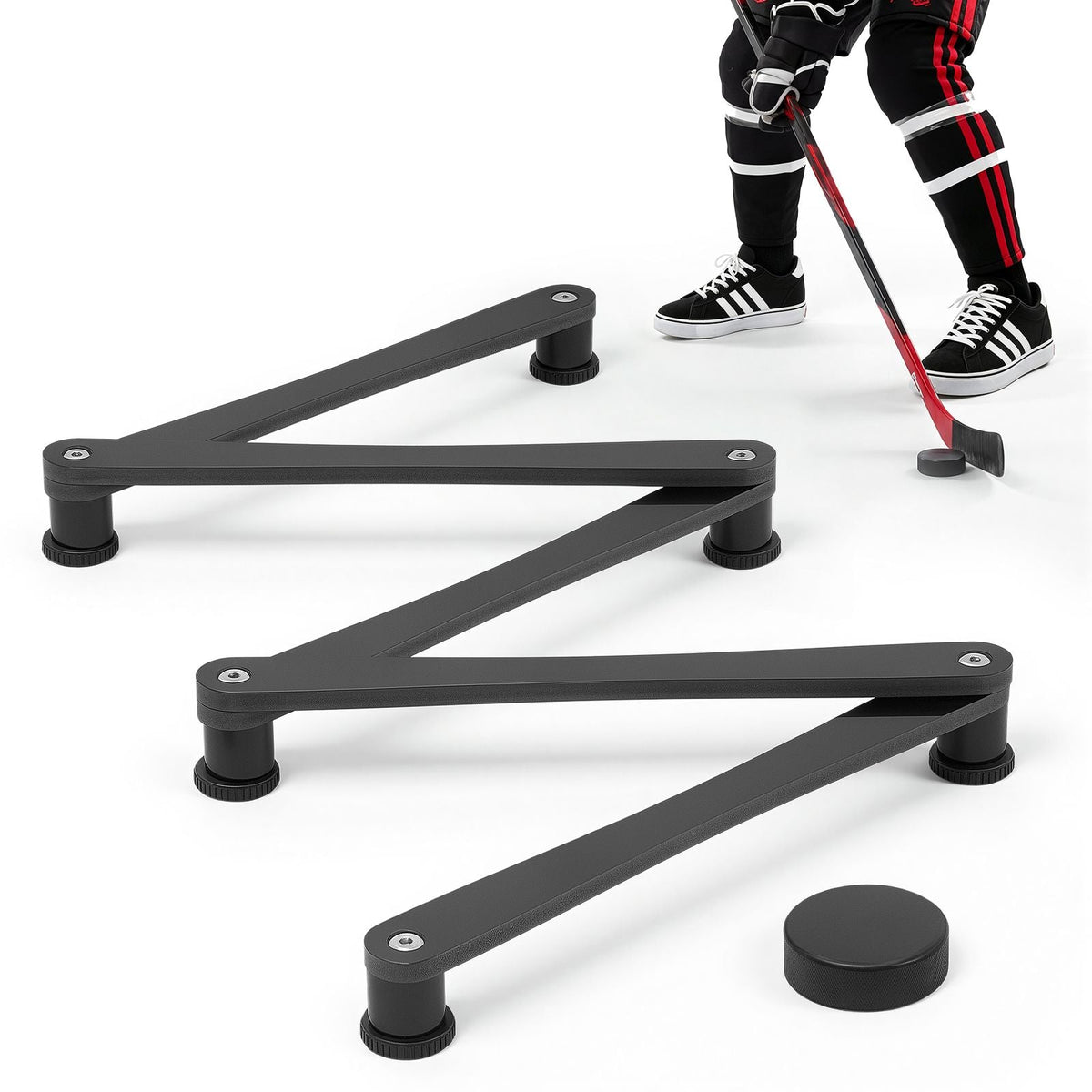 Hockey Training Equipment, 5-Section Adjustable Hockey Stick Handling Trainer, Portable On/Off Ice Trainer, Lightweight Solid Sports Tool for Puck Control, Reaction Time, Hand-Eye Coordination