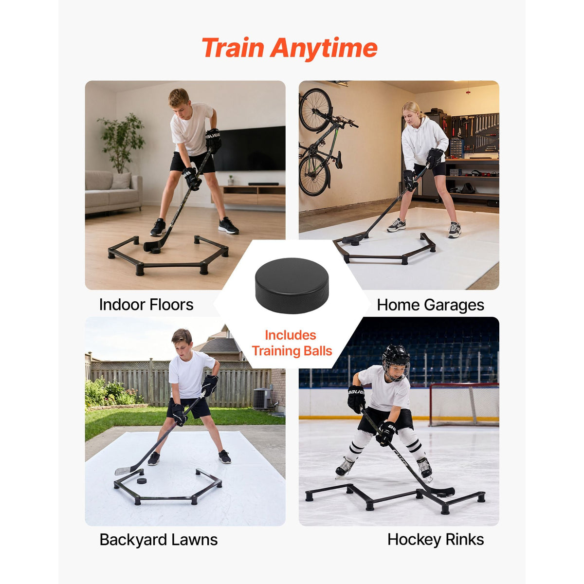 Hockey Training Equipment, 5-Section Adjustable Hockey Stick Handling Trainer, Portable On/Off Ice Trainer, Lightweight Solid Sports Tool for Puck Control, Reaction Time, Hand-Eye Coordination