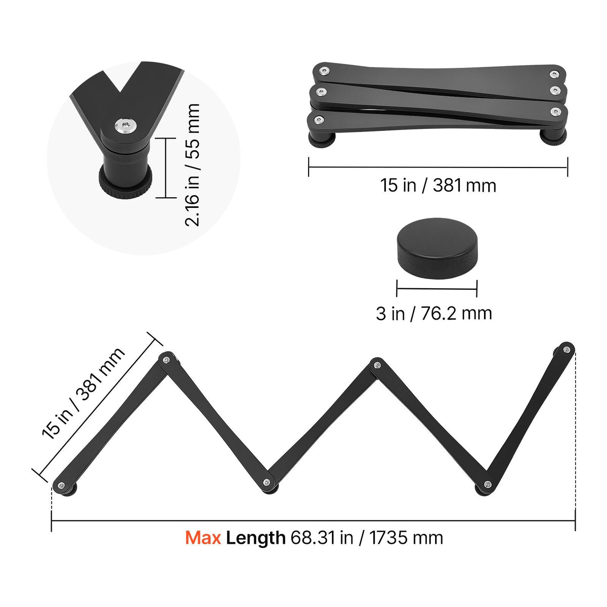Hockey Training Equipment, 5-Section Adjustable Hockey Stick Handling Trainer, Portable On/Off Ice Trainer, Lightweight Solid Sports Tool for Puck Control, Reaction Time, Hand-Eye Coordination