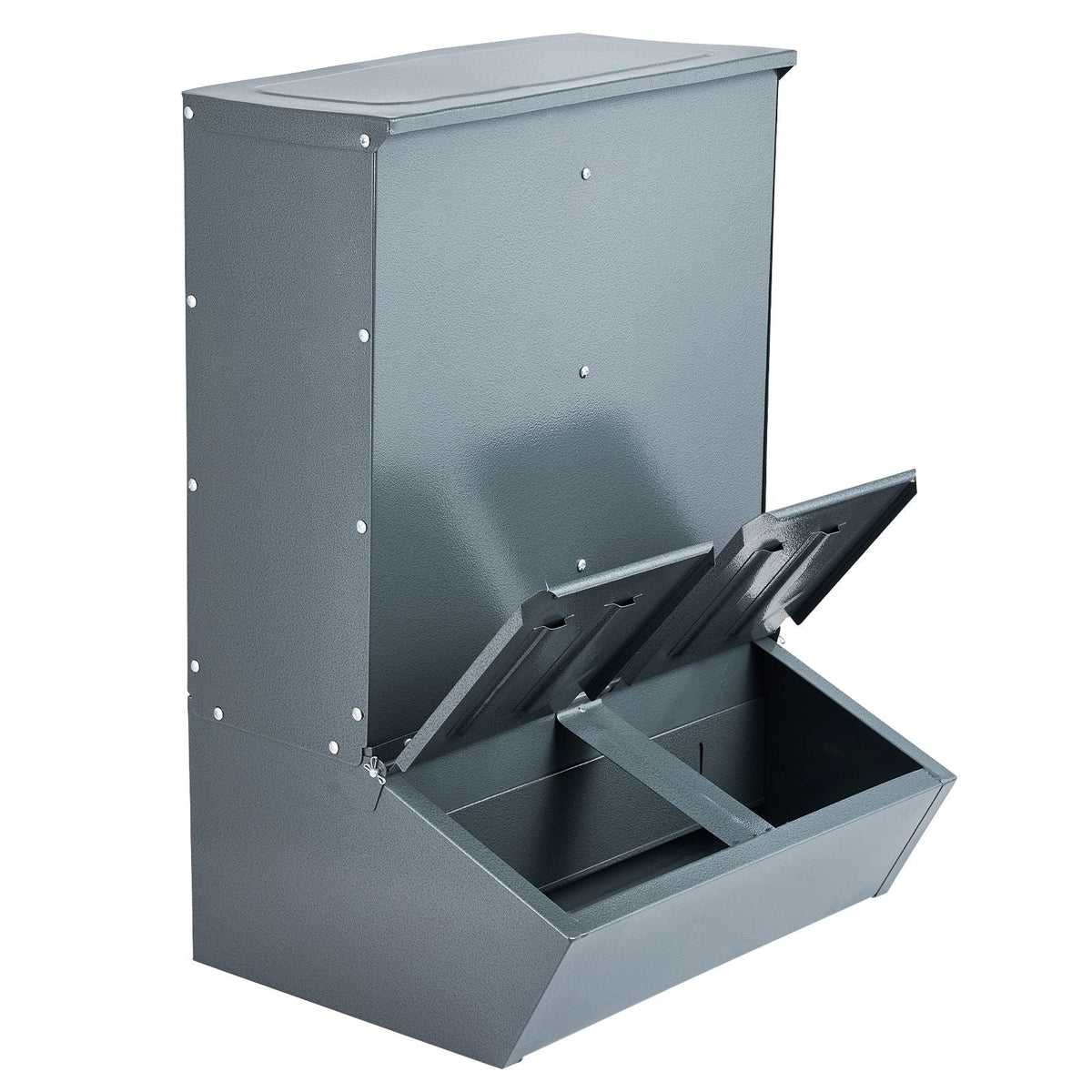 Hog Feeder, 3.7 Bushel Capacity, Double Door Pig Feeder, Heavy Duty Steel Piglets Feeder, Multipurpose Trough Creep Feeder, Outdoor Livestock Feeder Farm Accessory for Feeding up to 8 Hogs