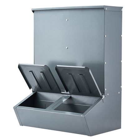 Hog Feeder, 3.7 Bushel Capacity, Double Door Pig Feeder, Heavy Duty Steel Piglets Feeder, Multipurpose Trough Creep Feeder, Outdoor Livestock Feeder Farm Accessory for Feeding up to 8 Hogs