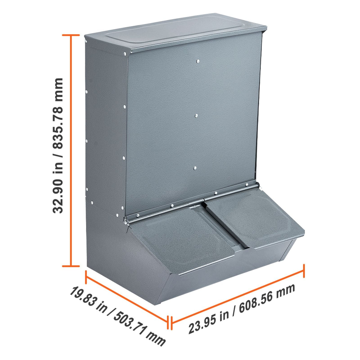 Hog Feeder, 3.7 Bushel Capacity, Double Door Pig Feeder, Heavy Duty Steel Piglets Feeder, Multipurpose Trough Creep Feeder, Outdoor Livestock Feeder Farm Accessory for Feeding up to 8 Hogs
