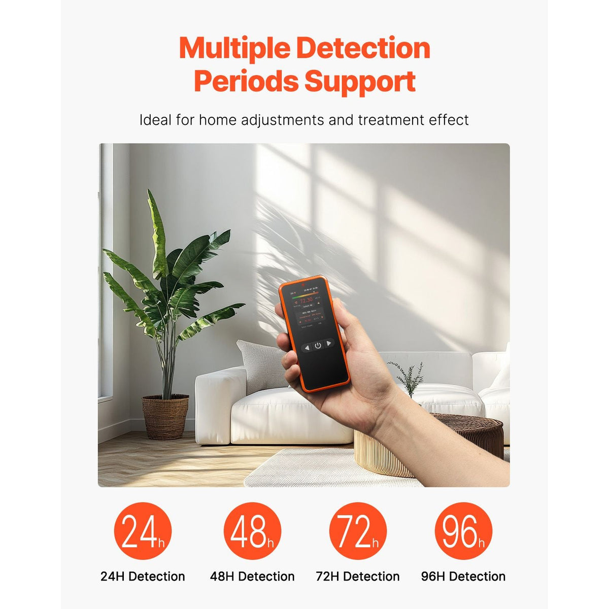 Home Radon Detector 3.3Bq to 37kBq/m³ Portable Easy to Use Battery Operated