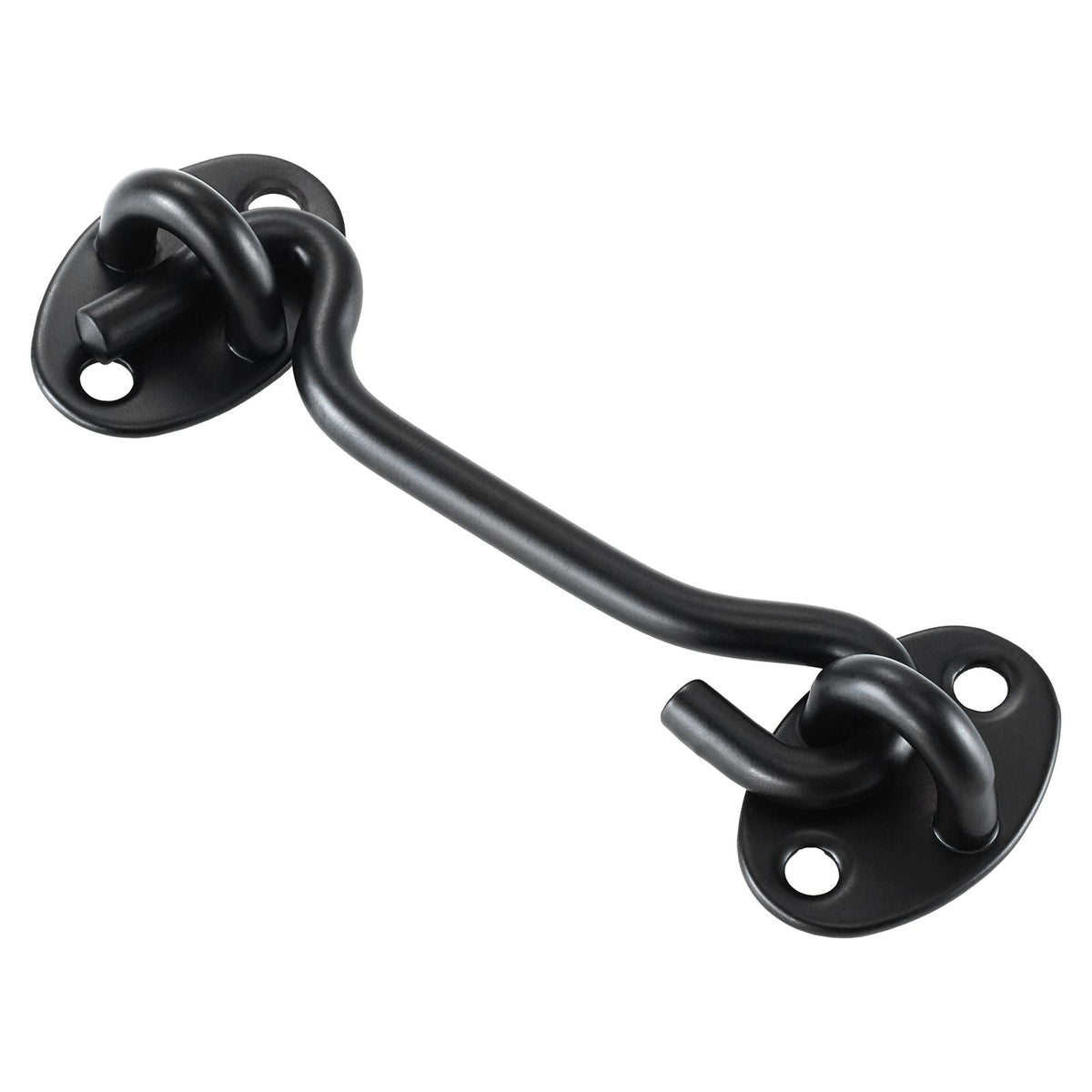 Hook and Eye Gate Latch, 2 Pack Barn Door Latch Hook with Mounting Screws, Stainless Steel Hook and Eye Latch, Hook Lock for Sliding Barn Door, Cabinet, Window, Gate, Fence, Bathroom, Black