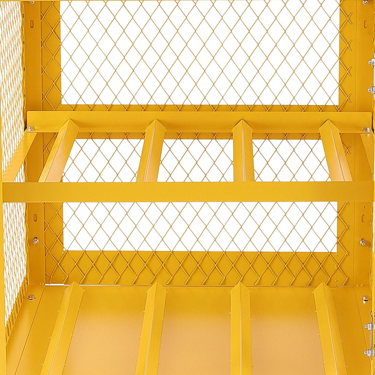 Horizontal Cylinder Storage Cabinet, 4 x 33 lbs Cylinder Capacity, 31.02x30.04x35 inch Propane Storage Cage, Gas Cylinder Cabinet, Yellow Powder Coat Finish, for Freon, Gases, Oxygen, Nitrogen